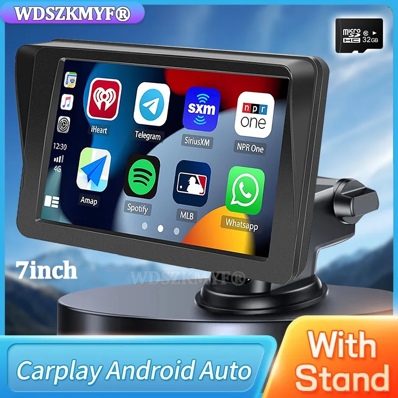 Lecteur vidéo sans fil CarPlay pour voiture, Bluetooth automatique Android, carte TF, systèmes intelligents auto，autoradio，autoradio androidécran tactile de voiture, caméra de recul, limitation de