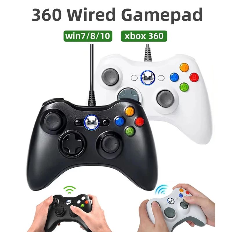 Manette de jeu filaire USB pour Xbox 360 Windows 10/8.1/8/7, poignée de jeu, contrôleur de jeux à Double choc, Joystick de Console de jeu vidéo