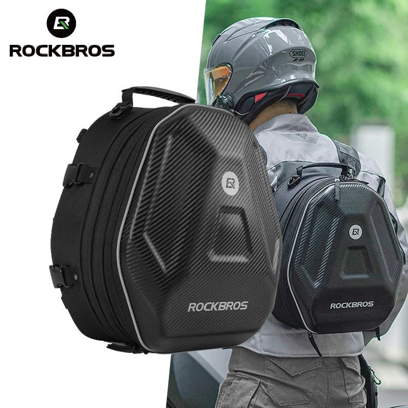 Borsa da sella per moto impermeabile ROCKBROS borsa da sella posteriore per moto multifunzione borsa per casco da moto con guscio rigido zaino da motociclista
