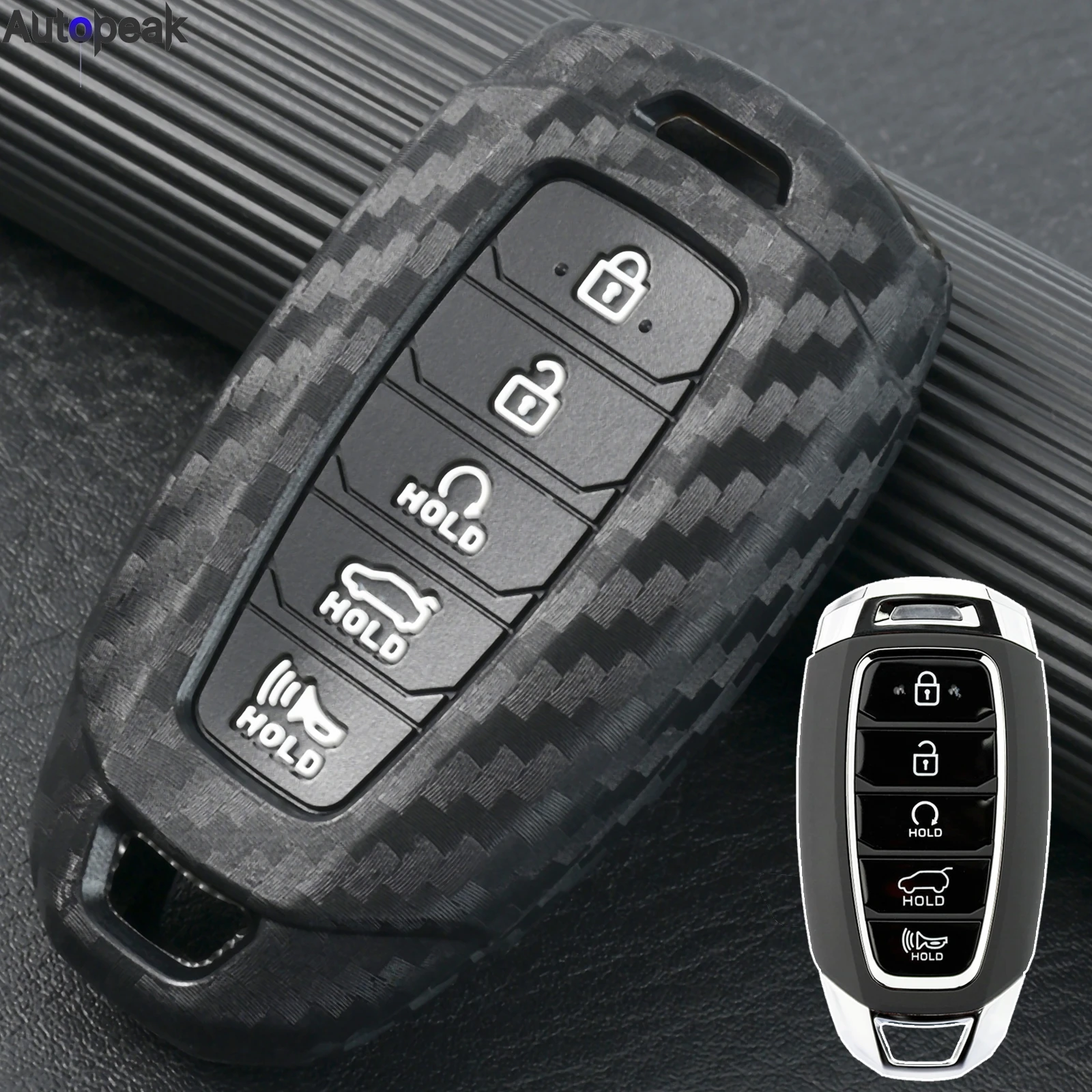 Fernbedienung Silikon Auto Schlüsselanhänger Ring Shell Cover Case Halter 5-Taste Innen Styling für Hyundai Palisade Elantra 2022 2021 2022 Image