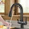 Quyanre grue filtrée noir mat pour cuisine pulvérisation extractible 360 Rotation filtre à eau robinet trois voies évier mélangeur robinet de cuisine