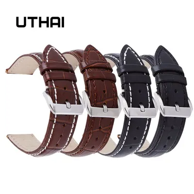 UTHAI Z20 Kalbslederarmband 14 mm 16 mm 18 mm 19 mm 20 mm 21 mm 22 mm 24 mm Bambus-Knotenmuster Image