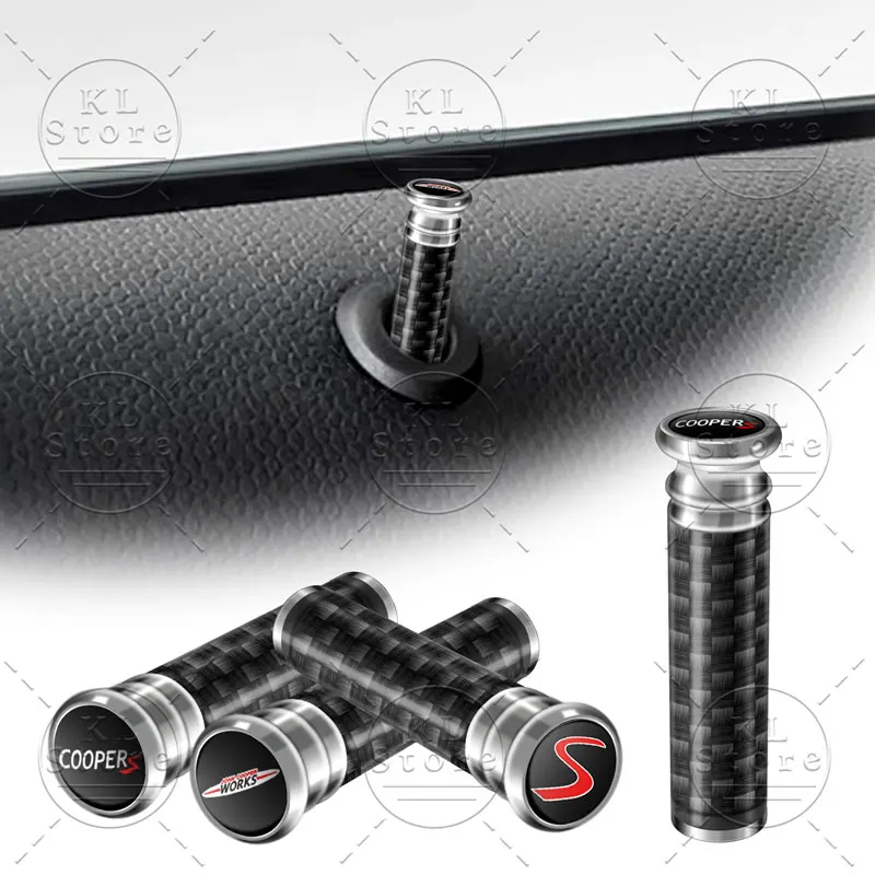 Boutons de verrouillage de porte de voiture en Fiber de carbone, 2 pièces, Logo John Cooper, broches de verrouillage pour Mini Cooper S R55 R56 F55 F57 F56