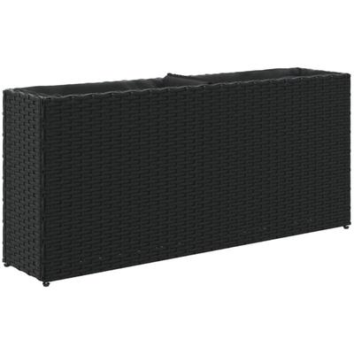 Vidaxl - Hochbeet mit 2 Fächern Schwarz 90x20x40 cm Poly Rattan Image