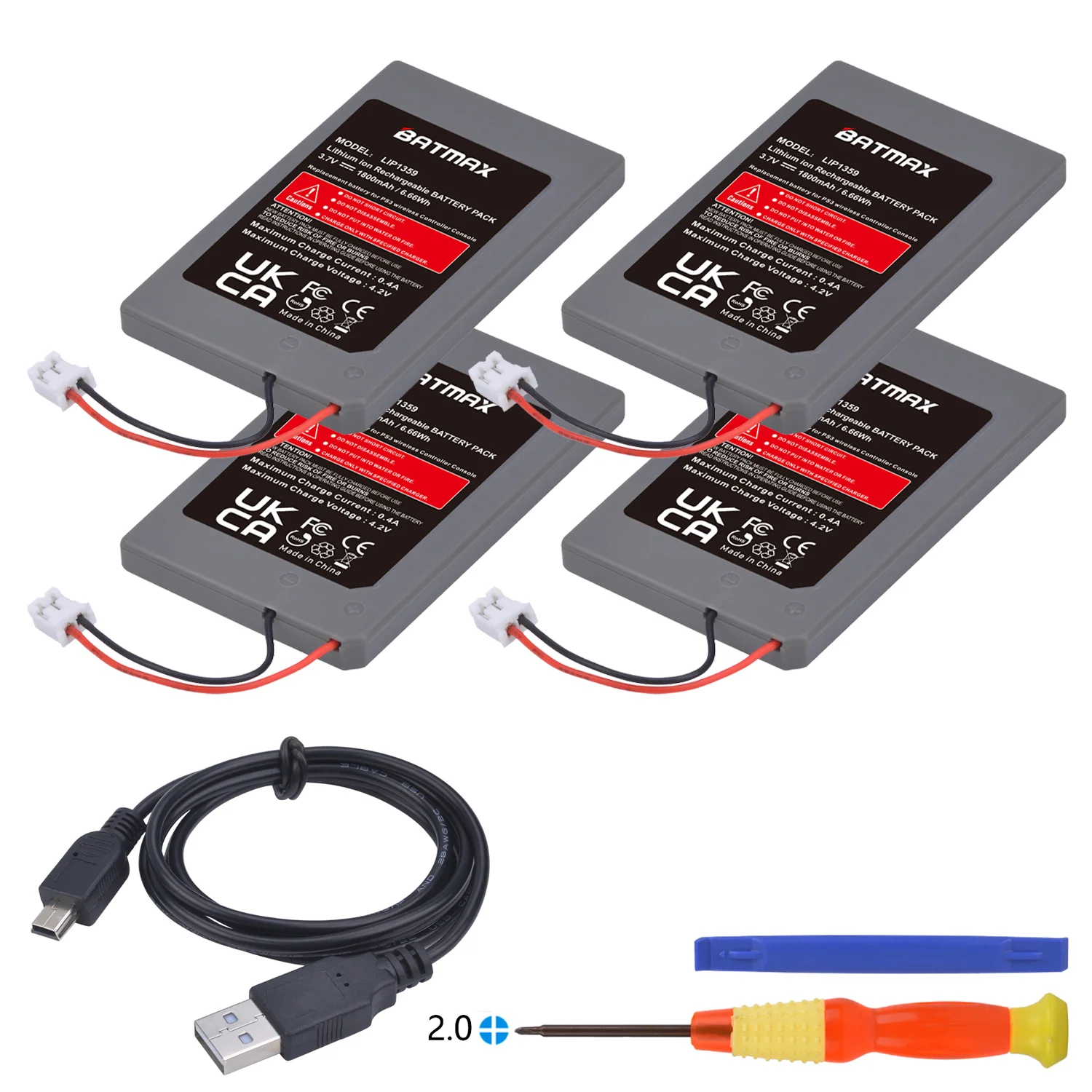Batmax 1800 mAh PS3-Controller-Akku LIP1359 Akku für Sony Playstation 3 PS3 Dualshock 3 Bluetooth-Controller Image