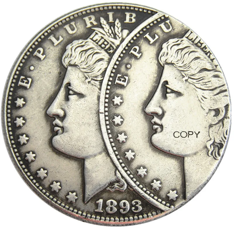 US 1893S Morgan Dollar Two Faces Error versilberte Kopiermünze Image