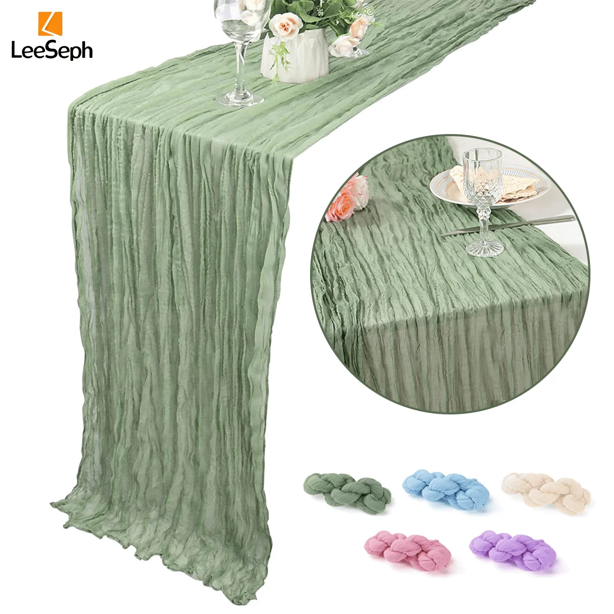 Leeseph Käsetuch Tisch läufer, 35 x 118in Boho Gaze Stoff Tisch läufer für Hochzeit Braut dusche Geburtstags feier Tisch dekoration