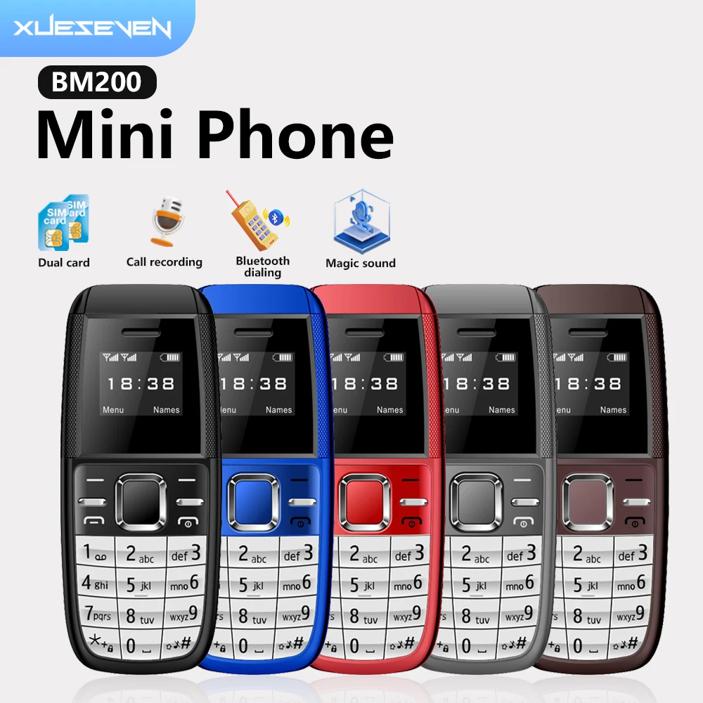 SERVO BM200 Mini téléphone portable double SIM en veille, voix magique, numérotation Bluetooth, écouteurs sans fil Bluetooth, mini téléphones à boutons