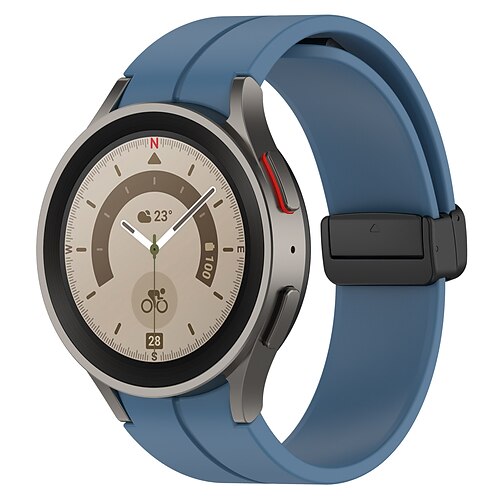 Uhrenarmband für Samsung Galaxy Watch 7/6/5/4 40/44mm, Watch 5 Pro 45mm, Watch 6 Classic 43/47mm, Watch 4 Classic 42/46mm Silikon Ersatz Gurt Magnetverschluss Schmetterlingsschnalle Frauen Männer Image