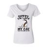 Women's T shirt Tee Sorry I'm Late My Cat Was Sitting On Me Print Short Sleeve V Neck Summer