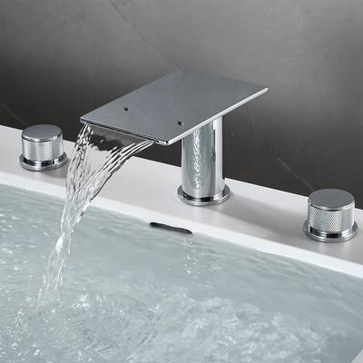 Bathroom Sink Faucet - Waterfall Electroplated Mount Outside Single Handle Three HolesBath Taps