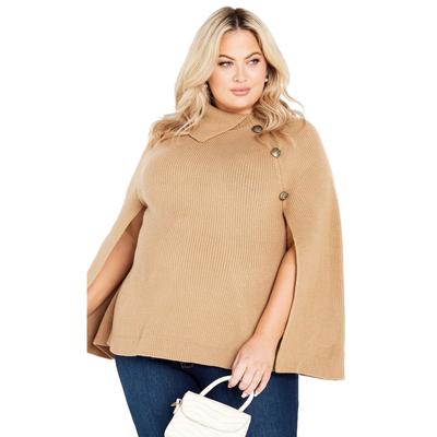 Plus Size Women's Dani Button Cape by Avenue in Stone (Size 18/20)