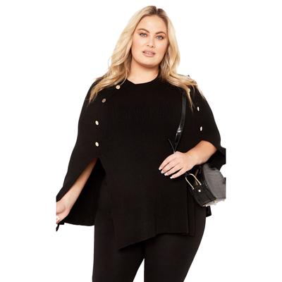 Plus Size Women's Olivia Button Cape by Avenue in Black (Size 18/20)