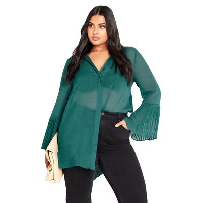 Plus Size Women's Perla Pleat Shirt by Avenue in Teal (Size 16)