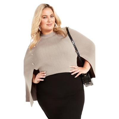 Plus Size Women's Olivia Button Cape by Avenue in Mocha (Size 26/28)