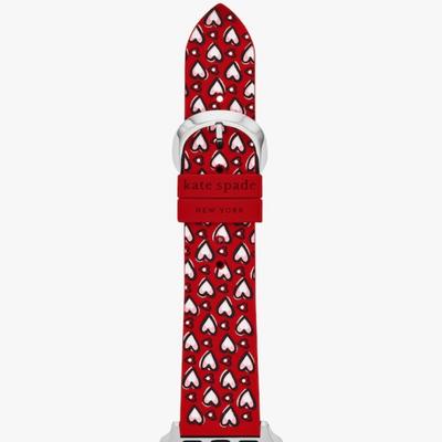 Kate Spade Accessories | Kate Spade Red Heart Print Silicone Band For Apple & Samsung Smart Watches | Color: Red | Size: Os