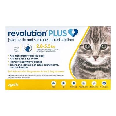 Revolution Plus For Kittens And Small Cats 2.8-5.5lbs (Yellow) 3 Pack