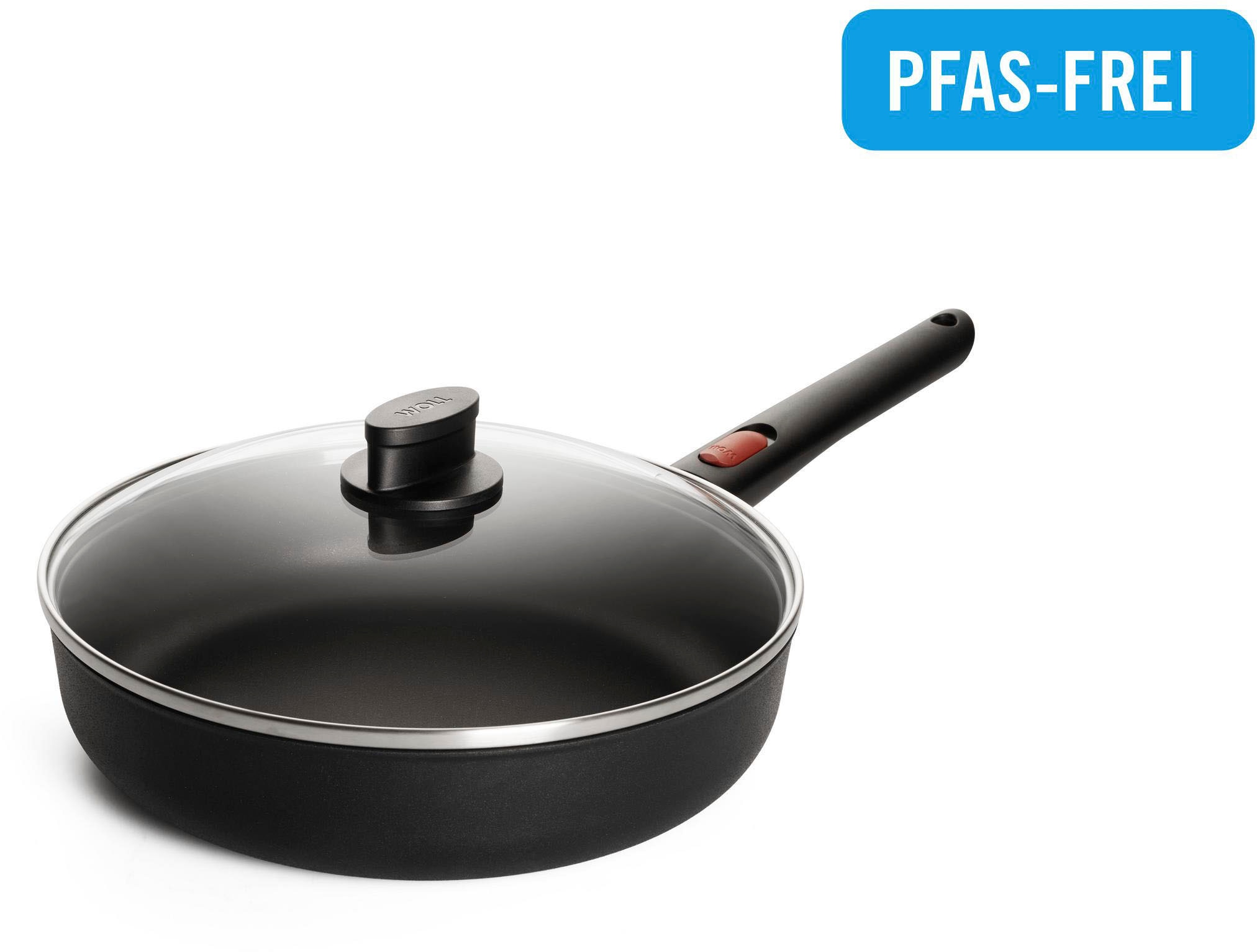 Schmorpfanne WOLL MADE IN GERMANY "Woll Eco Lite QXR Hochrandpfanne Ø 28 cm mit Deckel", schwarz, H:7cm Ø:28cm, Pfannen, Schmorpfanne, PFAS-frei, 100% recyceltes Aluminium Image