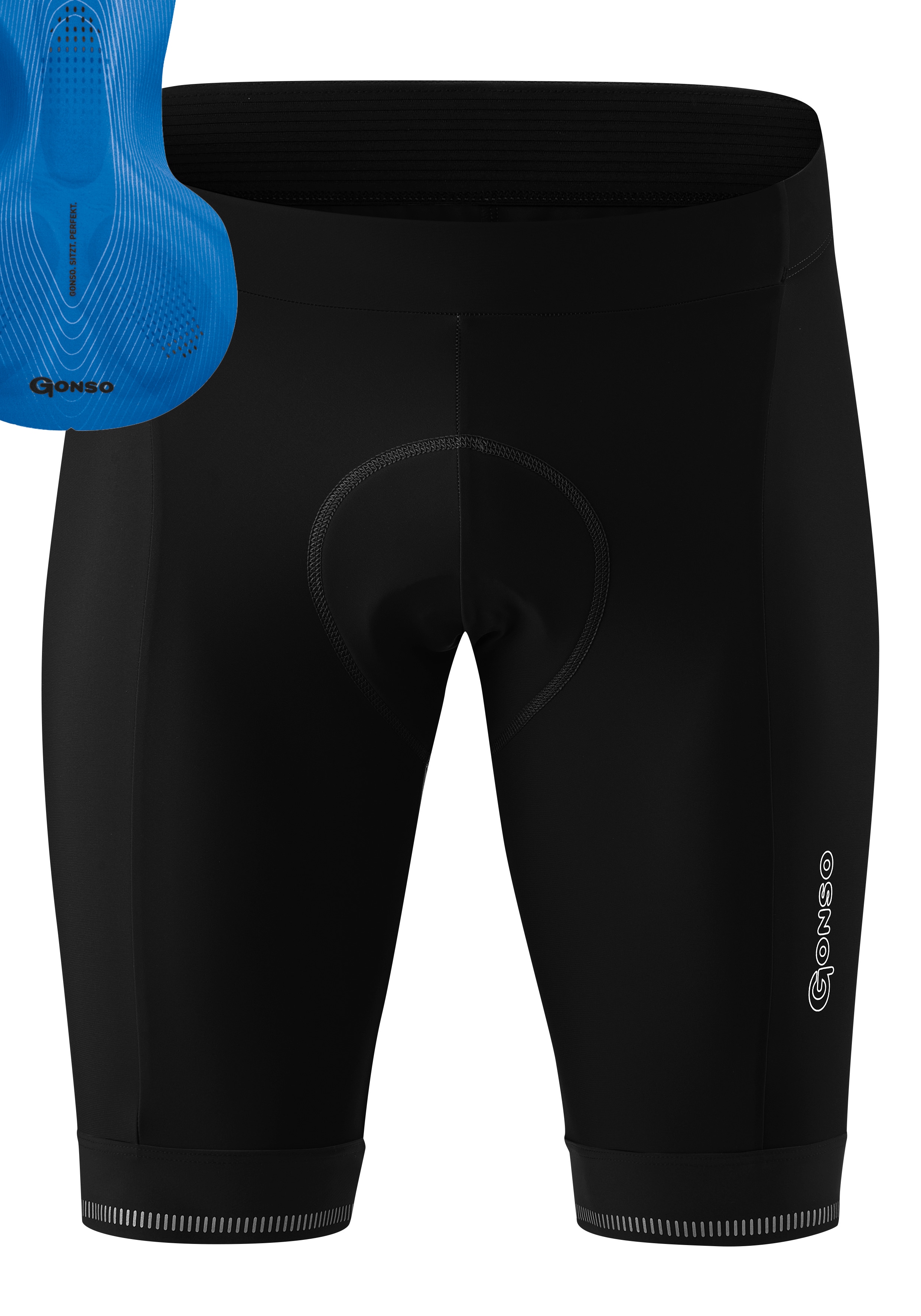 Fahrradhose GONSO "SITIVO M 0", Herren, Gr. S, Normalgrößen, schwarz (blau), 65% Polyamid, 35% Elastan, Hosen, Herren Radhose mit innovativem Sitzpolsterkonzept Image