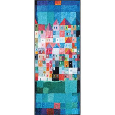Läufer "Colourful Houses" Gr. 18, bunt, B:75cm H:7mm L:120cm, Kunstfaser, WASH+DRY BY KLEEN-TEX, Teppiche, Schmutzfangläufer, rutschhemmend, In- und Outdoor geeignet, waschbar Image
