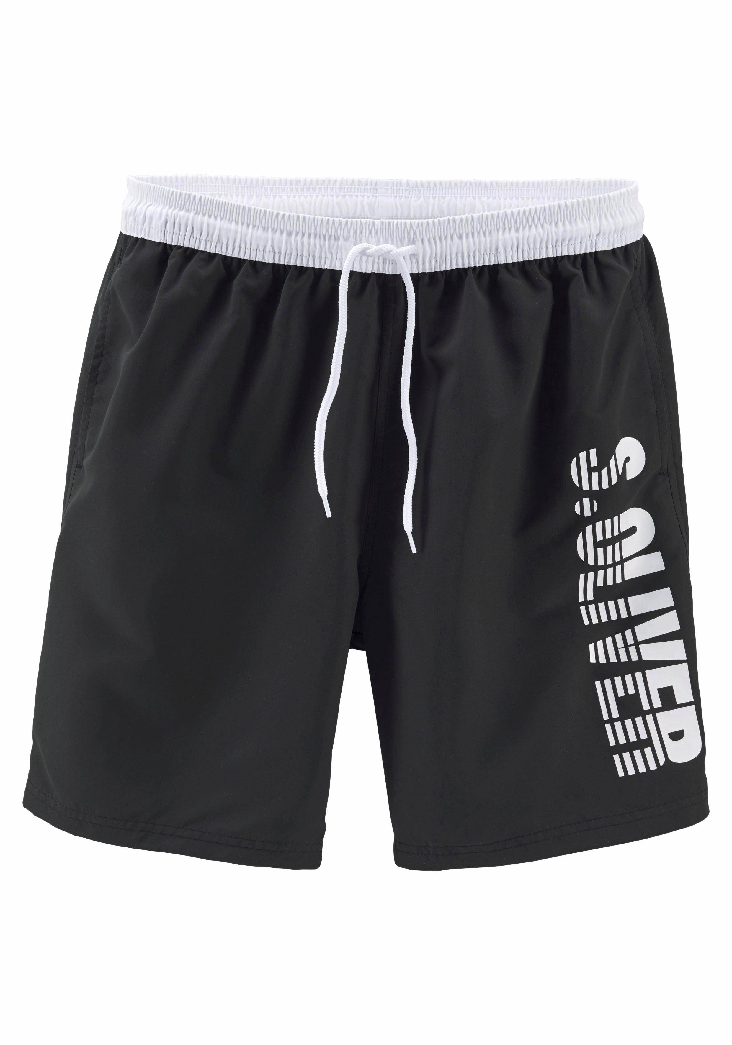 Badeshorts S.OLIVER, Herren, Gr. L52, Lang, schwarz (schwarz (langgröße)), Microfaser, Polyester, Badehosen Image