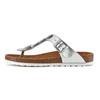 Zehentrenner LASCANA "Sandale, Pantolette, offener Schuh, Sommerschuh", Damen, Gr. 40, silber (weiß, silberfarben), Obermaterial: 100% Lederimitat. Futter: 100% Textilmaterial. Decksohle: 100% Rindsleder. Laufsohle: 100% Synthetik, metallic,...