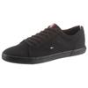 Sneaker TOMMY HILFIGER "H2285ARLOW 1D", Herren, Gr. 41, schwarz (schwarz, schwarz), Textil, unifarben, sportlich, Schuhe, mit seitlichem Logoflag, Freizeitschuh, Halbschuh, Schnürschuh