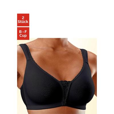 Soft-BH PETITE FLEUR, Damen, Gr. 75, Cup D, schwarz (schwarz, weiß), Jersey, Spitze, Obermaterial: 90% Baumwolle, 5% Ela