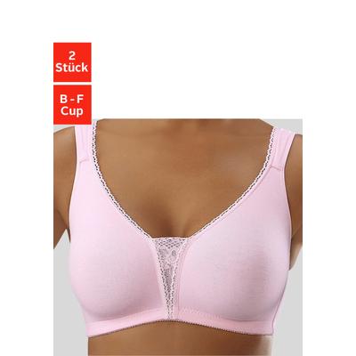 Soft-BH PETITE FLEUR, Damen, Gr. 80, Cup D, rosa (rosa, weiß), Jersey, Spitze, Obermaterial: 90% Baumwolle, 5% Elasthan,