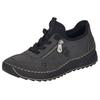 Sneaker RIEKER, Damen, Gr. 37, grau (grau, schwarz), Nubuklederimitat, Textil, sportlich, Schuhe Sneaker, Schnürschuh, Halbschuh, Slipper mit Kontrastnaht