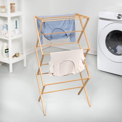 Honey-Can-Do Natural Bamboo Compact Clothes Drying Rack - 22 '' x 14 '' x 42 ''