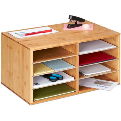 Dokumentenablage Bambus, din A4, 8 Fächer, Büro Organizer, HxBxT: 25 x 49 x 31 cm,