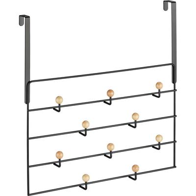 Relaxdays - Türgarderobe, 10 Haken, Türhaken zum Einhängen, für 4 cm Tür, Flur & Schlafzimmer, Image