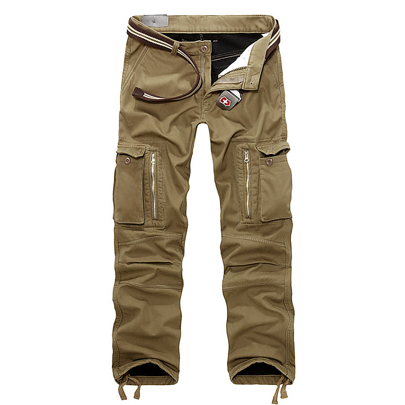 Men's Cargo Pants Fleece Pants Tactical Pants Trousers Buttons Multi Pocket Plain Warm Wearable Outdoor Daily Camping Hiking Fashion Classic Dark Khaki Black