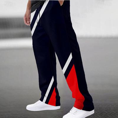 Men's Joggers Straight Leg Sweatpants Pocket Drawstring Geometric Full Length Outdoor Casual Sports Horror Dark Blue Micro-elastic