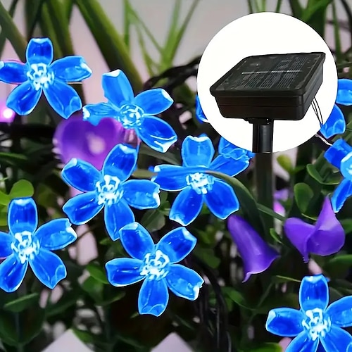 1 Stück Solar Blumen Lichterkette Kirschbaum Zweig Licht Außen 6.5M/21FT 30 LED Feenlicht IP65 wasserdicht für Garten Zaun Patio Hof Party Dekor Halloween Dekoration Image