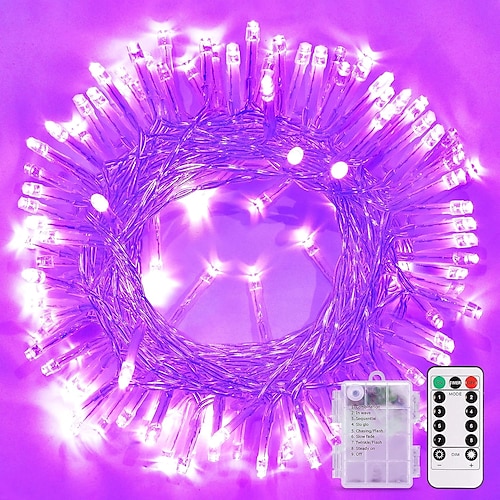 Halloween wasserdichte Batteriebox Lichterkette 8 Funktionen Fernbedienung Innen-und Außencourtyard Garten Hochzeitsdekorationslichter 4M-30Leds/6,5M-50Leds/10M-100Leds Image