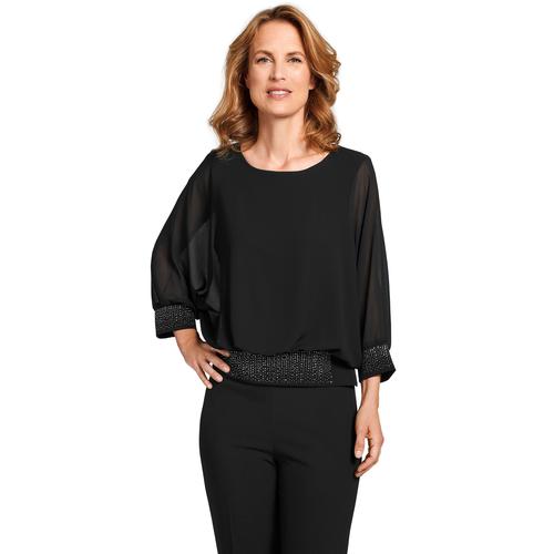 Blusenshirt SELECT BY HERMANN LANGE Gr. 52, schwarz Damen Shirts mit Strass-Applikationen