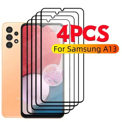 4/3/2/1PCS Full Cover Glass For Samsung A13 Glass Samsung Galaxy A13 Glass Full Glue Cover 9H HD Screen Protector Samsung A13