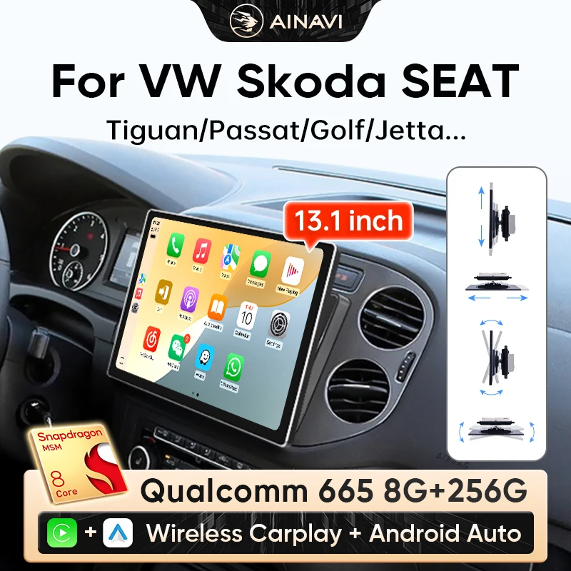 Ainavi 13.1 Car Radio For Volkswagen VW Tiguan Amarok Golf Plus T5 Touran Multivan Wireless Carplay Android Auto Car Multimedia
