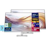 HP 27 FHD IPS (1920x1080) Height Adjust Monitor Bundle with Docztorm Dock 2X HDMI VGA Flicker free 3-Sided Micro-Edge Bezel Ideal for Home & Business Black/Silver (2024 Latest Model) (2 Pack)