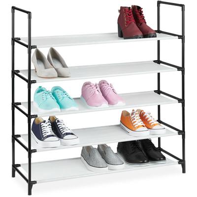 Relaxdays - xl Schuhregal Stecksystem, 5 Ebenen, für 20 Paar Schuhe, Stoff Schuhstände,r HxBxT: Image