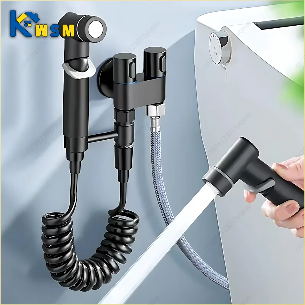 Bidet WC Sprayer Set Sprüh wasser Bad Hand Bidet Sprayer WC Dusche Doppel auslass Winkel ventil WC Zubehör