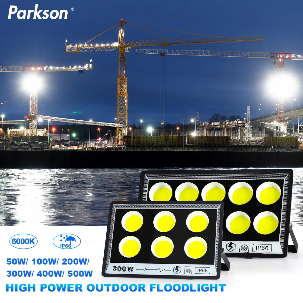 LED-Flutlicht, 220 V, 50 W, 100 W, 200 W, 300 W, 500 W, IP65, wasserdicht, für den Außenbereich, Gartenprojektor, Beleuchtung, Strahler, Wandfluter