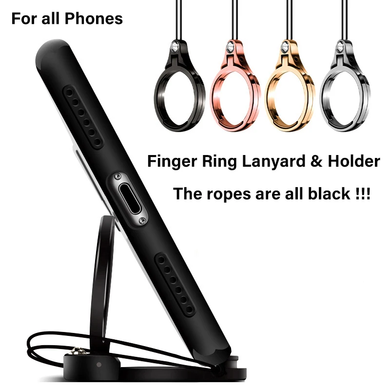Lanière universelle en métal pour clé, sangle de téléphone portable, support de bague de doigt, accessoires de Smartphone pour Xiaomi iPhone