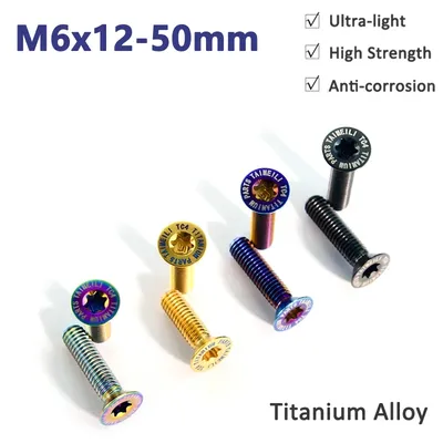 1Pcs Titanium Bolt M6 X 12 15 20 25 30 35 40 50mm Torx Flat Countersunk Head Screws Bicycle