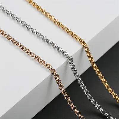 1piece Width 3mm Stainless Steel Round Pearl Chain Necklace DIY Jewelry Bracelet Necklace Wholesale Dropshipping 3 Color