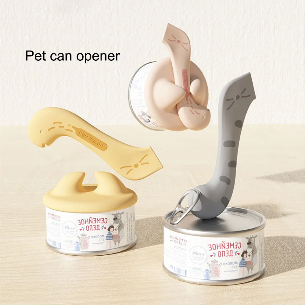 Cuillère pour animaux de compagnie, ouvre-boîte multifonctionnel, cuillère d'alimentation pour aliments humides, couvercle de scellage en Silicone pour animaux de compagnie, stockage des aliments,