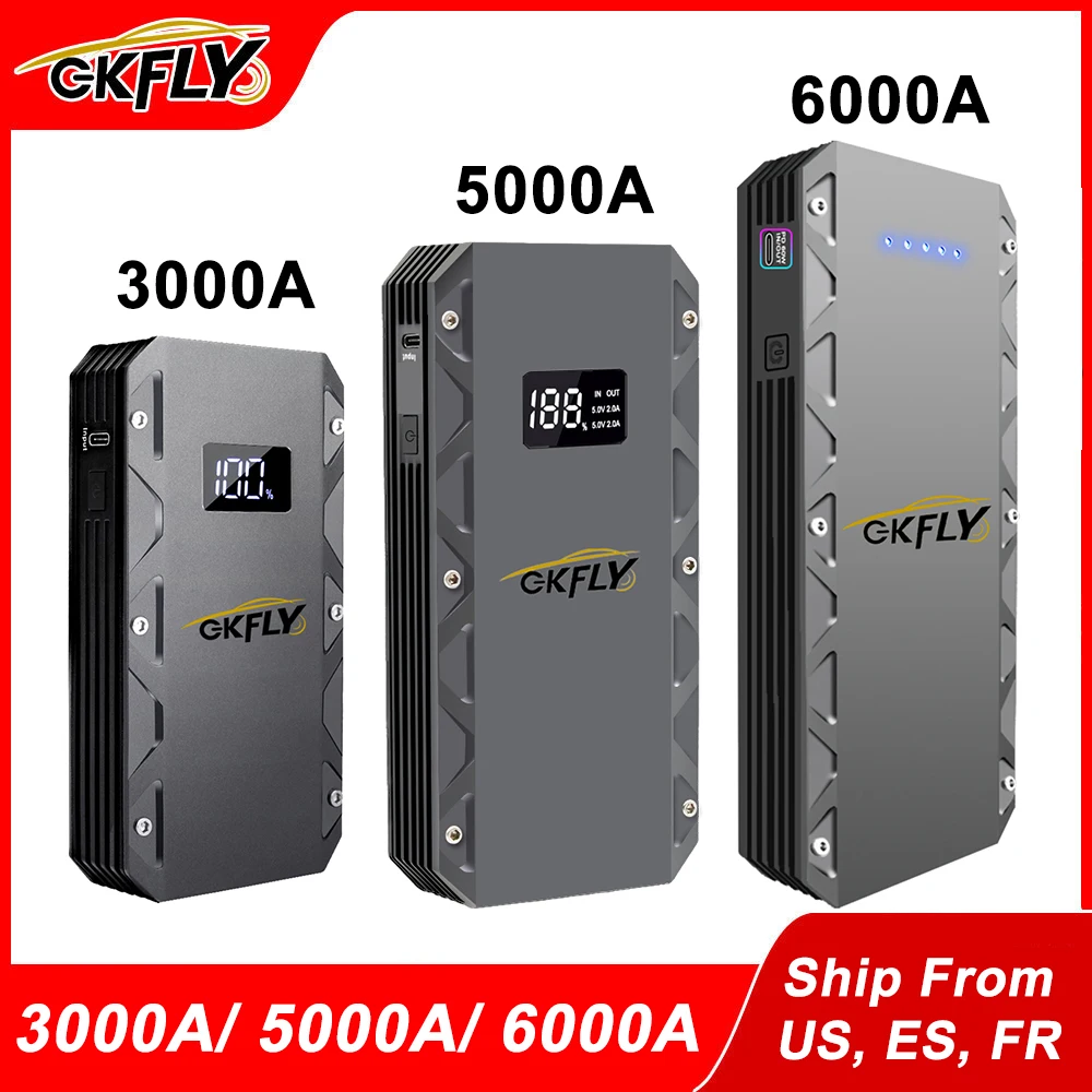 GKFLY démarreur de saut de voiture batterie externe Portable 6000A/4000A/3000A dispositif de démarrage batterie de Booster de voiture pour voiture Diesel Petorl