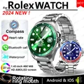 Rolex-Montre intelligente avec boussole pour homme, GPS Track, montre intelligente Amoled, affichage